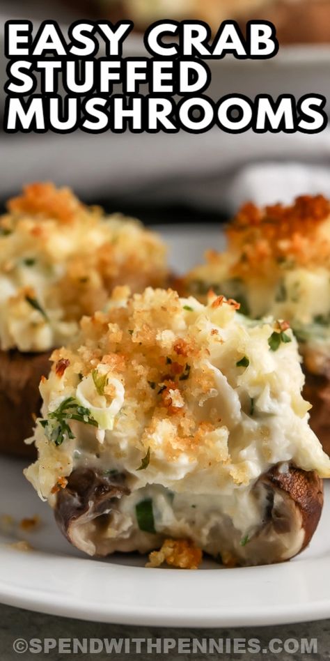 This easy crab stuffed mushroom recipe is perfect for parties, potlucks, and more! Serve these cream cheese-filled bites as an appetizer at your next get-together.   #spendwithpennies #easyappetizer #stuffedmushrooms #partyfood #potluck Stuffed Mushrooms Easy, Crab Stuffed Mushrooms, Mushroom Appetizers, Bacon Wrapped Scallops, Creamy Crab, Crab Stuffed, Stuffed Mushroom, Turkey Wings, Spend With Pennies