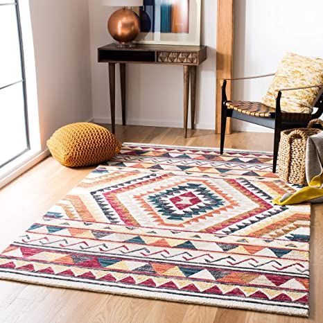 Safavieh Aspen Collection APN806P Handmade Moroccan Boho Tribal Wool Area Rug, 4' x 6', Rust / Ivory Rug Over Carpet, Casual Home Decor, Rustic Chic Decor, Moroccan Boho, Southwestern Area Rugs, Southwestern Rug, Rustic Rugs, Bohemian Home, Hand Tufted Rugs