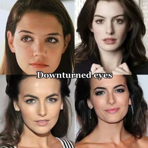 Sunken Eyes Aesthetic, Downturn Eye Makeup, Hunter Eyes Woman, Makeup Downturned Eyes, Sunken Eyes Makeup, Hooded Downturned Eyes, Downward Eyes, Downturned Eyes Makeup, Down Turned Eyes