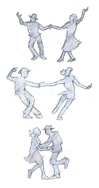 Dancing Drawing Reference, Dancing Poses Drawing, A Couple Dancing, Dancing Drawing, Dancing Poses, Dancing Figures, Dancing Drawings, Lindy Hop, Arte Inspo