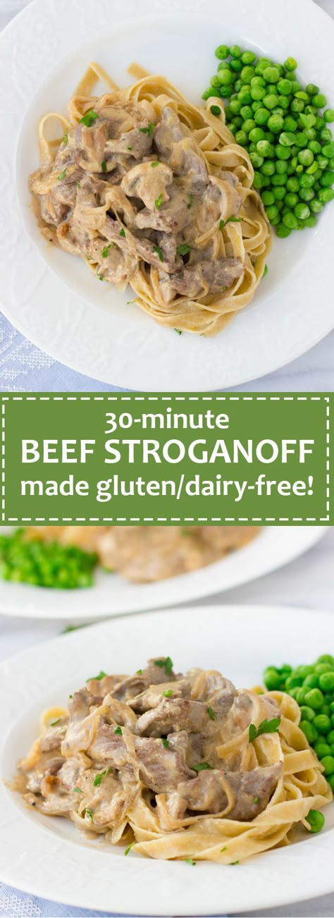 Gluten Free Beef Stroganoff, Lactose Free Recipes, Dairy Free Dinner, Dairy Free Diet, Gluten Free Dairy Free Recipes, Think Food, Beef Stroganoff, Real Ingredients, Idee Pasto Sano