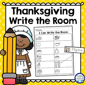 Pocketful of Centers: Thanksgiving Write the Room and a FREEBIE! Thanksgiving Write The Room, Halloween Write The Room, November Classroom, Room Activities, Thanksgiving Lessons, Library Center, Thanksgiving Kindergarten, Thanksgiving Writing, Kindergarten Freebies