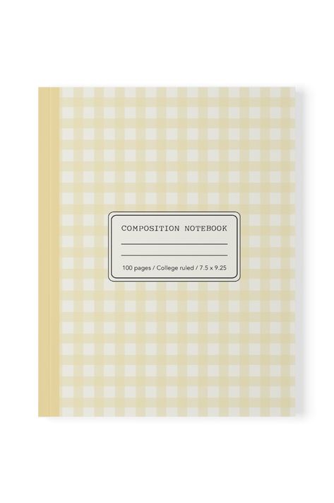 Pastel Yellow Aesthetic Notebook, perfect for back to school and college, or for anyone that loves writing, keeping organized, or just journaling your thoughts and feelings. Composition Notebook Aesthetic, Pastel Yellow Aesthetic, College Ruled Paper, Notebook Aesthetic, Aesthetic Notebook, Yellow Aesthetic Pastel, Flower Notebook, Yellow Gingham, Ruled Paper