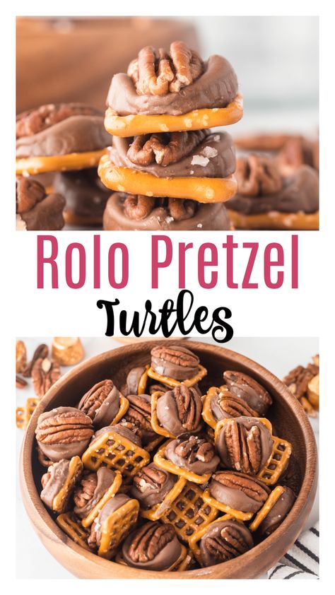 Rolo Pretzels Christmas, Roll Pretzel Bites, Rolo Turtle Pretzels, Pretzel With Rolo And Pecan, Pretzel Rolo Pecan, Rolo Treats, Pretzel Rolo M&m, Pretzel Turtles Rolo, Rollo Pretzels