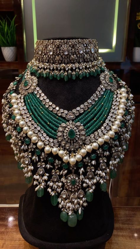 Beaded Pearl Jewellery Set From 'Queens Silver Jewellery' • South India Jewels Bridal Jewellery Indian Royals, Pearl Jewellery Set, Royal Jewellery, Silver Bridal Jewellery, Bridal Jewellery Inspiration, Wedding Jewelry Sets Bridal Jewellery, Indian Wedding Jewelry Sets, Delicate Gold Jewelry, Bridal Necklace Designs