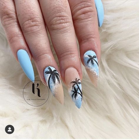 Dominican Nails Art, Nails With Palms, Nails Palm, Palm Tree Nail Art, Nails Polygel, Palm Nails, Beach Nail Art, Palm Tree Nails, Nail Designs Valentines