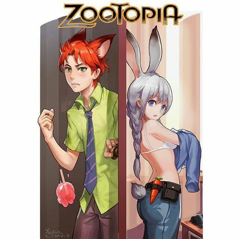 Zootopia Human, Zootopia Anime, Zootopia Fanart, Deco Disney, Zootopia Nick And Judy, Zootopia Comic, Zootopia Art, Nick And Judy, Disney Zootopia