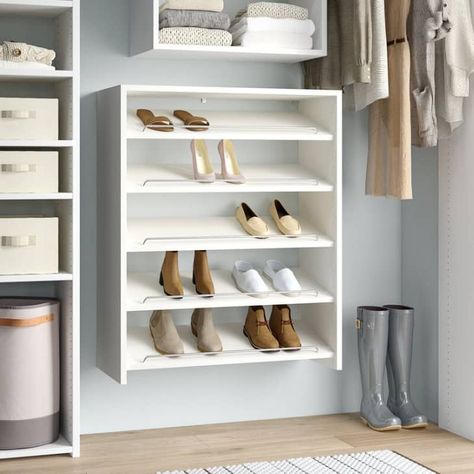 15 Best Budget Shoe Storage Solutions 2023: Racks, Closet, Underbed | Apartment Therapy Slanted Shelves, Shoe Tower, Wood Organization, Diy Shoe Rack, Stackable Shoe Rack, Closet Kits, Shoe Storage Solutions, Shoe Shelves, Closet Rod