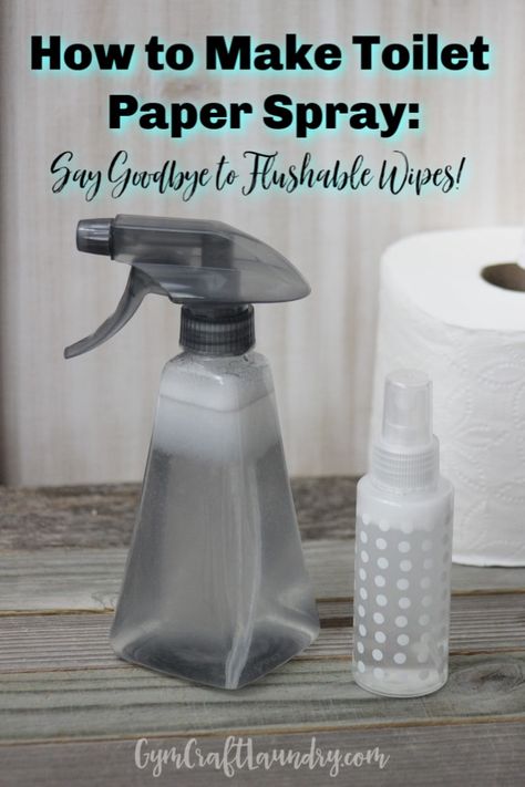 Concerned about "fatbergs" and flushable wipes causing plumbing problems? This toilet paper moistening spray is the perfect solution.  #diy Homemade Wipes, Diy Toilet Paper, Diy Household Cleaners, Toilet Paper Stand, Prediabetic Diet, Flushable Wipes, Paper Bird, Bags Making, Toilet Spray