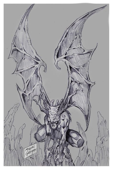 Berserk Monsters, Gargoyle Drawing, Demon Drawing, Gargoyles Art, Gargoyle Tattoo, Sketch Tattoo Design, Gothic Fantasy Art, Dark Art Drawings, Dark Tattoo