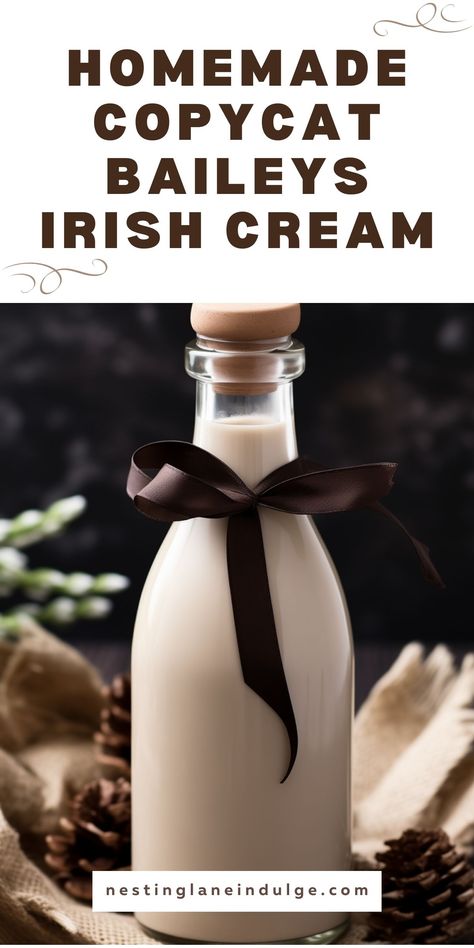 Homemade Copycat Baileys Irish Cream: Enjoy the smooth, indulgent taste of this easy-to-make liqueur. Perfect for gatherings or a solo treat, it's a creamy delight for any occasion. Home Made Baileys, Diy Baileys Irish Cream, Baileys Recipes Drinks, Homemade Booze, Homemade Baileys Irish Cream, Baileys Irish Cream Recipes, Homemade Liqueur, Irish Cream Recipe, Whiskey Chocolate