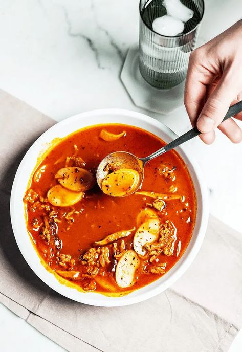 Gochujang Jjigae with Rice Cakes | Tried and True Recipes Gochujang Jjigae, Korean Stew, Kimchi Rice, Rice Cake Soup, Soup With Rice, Red Chili Paste, Korean Soup, Korean Rice Cake, Baked Rice