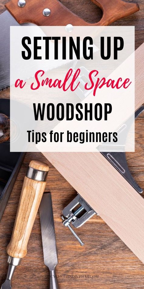 Woodworking is a great way to create unique furniture and decor for your home. However, it takes some setup before you can get started with larger projects. This beginners' guide to setting up a woodworking shop will help you set up the perfect space, whether in your garage or basement. Great tips for setting a small space woodshop: organization ideas, workshop layout, workbenches, and essential tools. And if you're looking to build one from scratch--here's how! What Tools Do I Need For Woodworking, Hand Tool Woodworking Projects, Jigsaw Projects Woodworking, Easy Wood Shop Projects, Wood Working Studio, Beginning Woodworking Projects, Woodshop Setup, Small Workshop Ideas, Cute Wood Projects