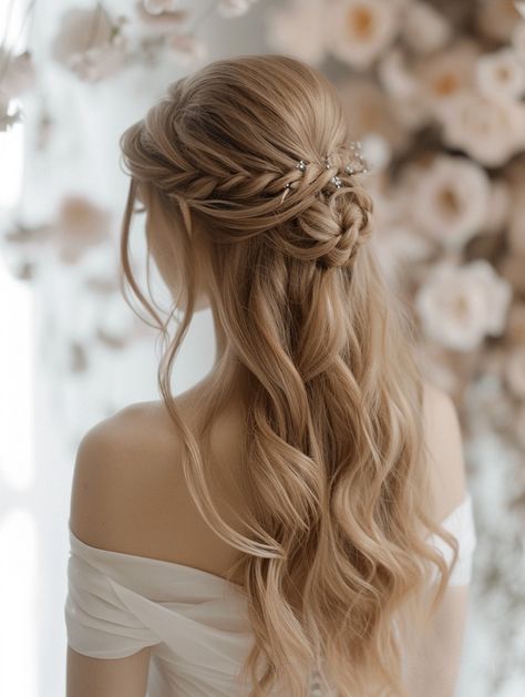 48 Marvelous Long Hair Wedding Hairstyles for Brides in Spring 2024 Fairy Wedding Hair With Veil, Lauren Snyder, Long Hair Wedding Hairstyles, Bride Hairstyles For Long Hair, Hairstyles For Brides, Long Hair Wedding, Winter Wedding Hair, Wedding Hairstyles Bride, Long Hair Wedding Styles