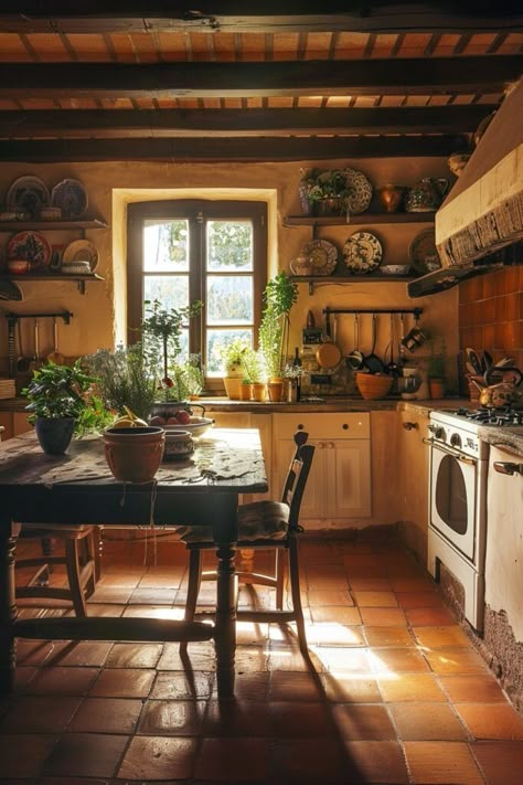 Luca Pasta, Old Italian Kitchen, Italian Homes Interiors, Italian Home Aesthetic, Vintage Italian Kitchen, Villa Spanish, Tuscany Farmhouse, Tuscan Kitchen Ideas, France Kitchen