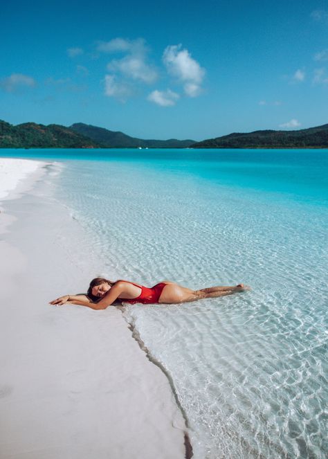 Island Photoshoot, Aruba Trip, Greece Vibes, Whitsundays Australia, Queensland Travel, Whitehaven Beach, Tropical Travel Destinations, The Whitsundays, Laying On The Beach