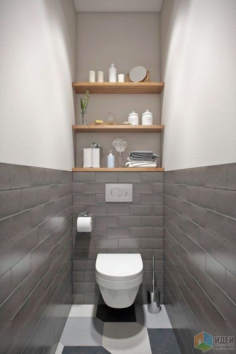 Déco de toilettes : nos idées originales d'aménagement et de décoration moderne et design pour les toilettes. #toilettes #deco #toilette #amenagement #moderne #design Small Toilet Design, Small Downstairs Toilet, Toilet Room Decor, White Toilet, Bilik Air, Small Toilet Room, Bad Inspiration, Toilet Room, Small Bathroom Makeover