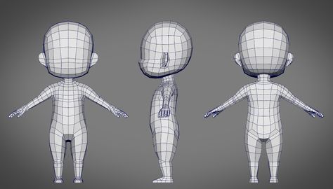 Base Mesh 3d, Low Poly Wireframe, 3d Reference Images, Low Poly Character Reference, Low Poly Character Models, T Pose Character, Low Poly Character Design, Character Sheet Base, Model Sheet Character