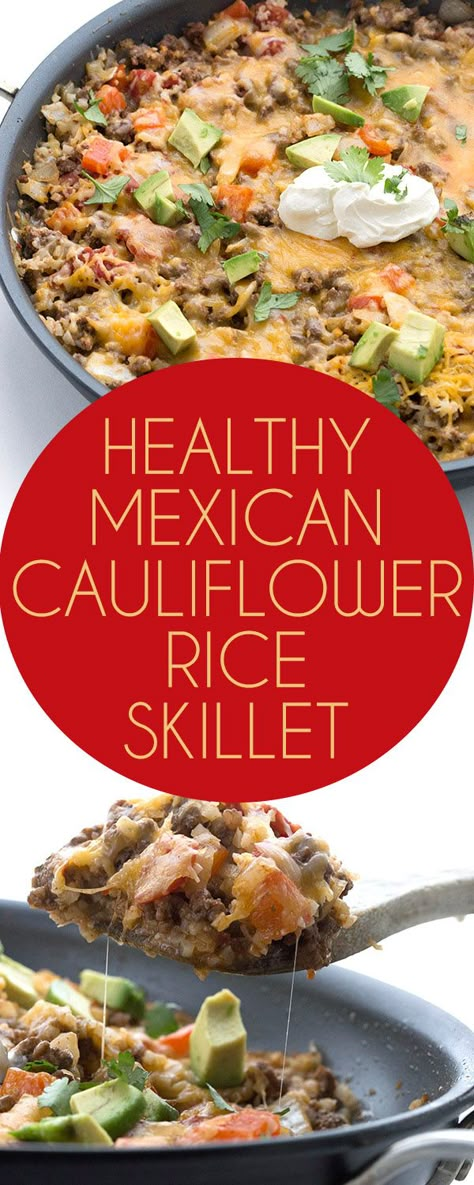 Dig into this easy one pan keto dinner recipe. Your whole family will love it! Grain-free low carb LCHF recipe. via @dreamaboutfood Cauliflower Rice Skillet, Mexican Cauliflower Rice, Mexican Cauliflower, Keto Dinner Recipe, Pan Keto, Skillet Dinner Recipes, Rice Skillet, Low Carb Mexican, Healthy Mexican