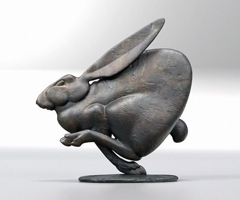 Hare Running, Hare Sculpture, Running Hare, Rabbit Statue, Hare Rabbit, Rabbit Sculpture, Classic Sculpture, Rabbit Art, Bunny Art