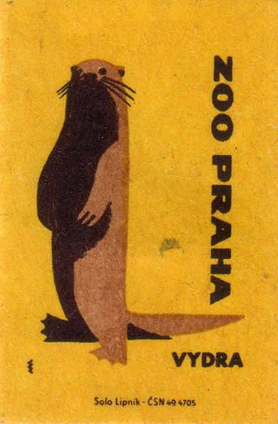 Czech #matchbox label (for the Prague Zoo) To design and order your logo's… Prague Zoo, Matchbox Label, Matchbook Art, Matchbox Art, Sea Otter, Vintage Graphic Design, Art And Illustration, Ex Libris, A Sea