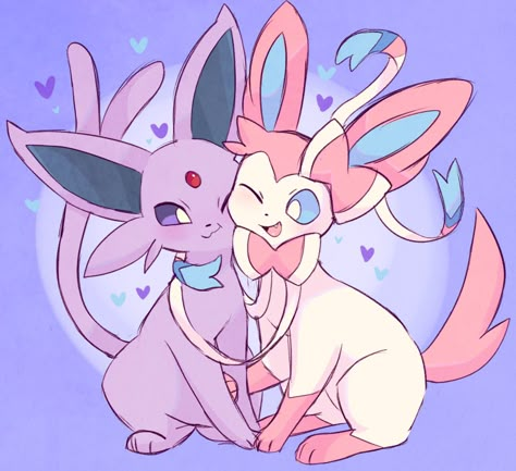 Sylveon X Espeon, Espeon And Sylveon, For My Bf, Dance With The Devil, Eevee Cute, Umbreon And Espeon, Pokemon Eevee Evolutions, Pokemon Eeveelutions, Cute Pokemon Pictures