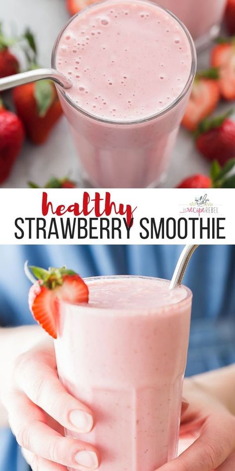 Healthy Strawberry Smoothie, Strawberry Smoothie Healthy, Strawberry Smoothie Recipe, Apricot Smoothie, Menu Sarapan Sehat, Smoothie Recipes With Yogurt, Resep Smoothie, Smoothie Recipes Strawberry, Detox Juice Recipes