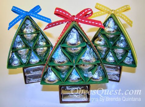 Hershey's Christmas Tree Tutorial UPDATED | Hershey's Kisses, Hershey's Nuggets, Simply Scored, Stampin' Up Hershey Kisses Christmas Tree, Hershey Kisses Crafts, Gift Treats, 3d Scrapbook, Hersheys Kisses, Christmas Tree Tutorial, Christmas Treats Holders, Teacher Projects, Tree Tutorial