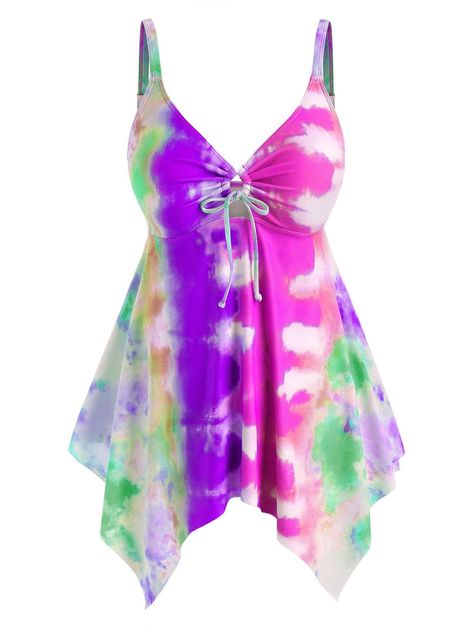 Plus Size Handkerchief Cinched Tie Dye Tankini Swimwear #Ad , #AFFILIATE, #Cinched, #Handkerchief, #Size, #Tie, #Swimwear Tankini Y2k, Tankinis For Women, Tankini Swimwear, Tankini With Shorts, Tankini Swimsuits For Women, Tankini Swimsuit Top, Swimwear Tankini, Tankini Set