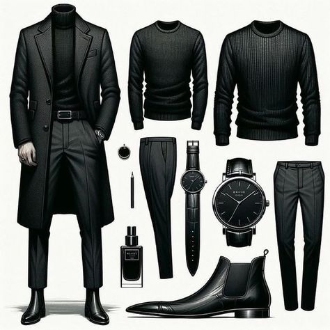 Mysterious Clothes, Dark Outfits Men, Mens Outfits Dressy, Guys Fashion Casual, Mysterious Man, Stylish Mens Suits, Mens Smart Casual Outfits, Mens Business Casual Outfits, Herren Style