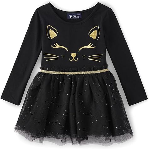 Amazon.com: The Children's Place Baby Girls' and Toddler Cute Cat Tutu Dress, Black: Clothing, Shoes & Jewelry Halloween Tutu Dress, Long Sleeve Tulle Dress, Tulle Skirt Dress, Halloween Tutu, Baby Size Chart, Toddler Size Chart, Jumping Beans, Tutu Skirt, Halloween Girl