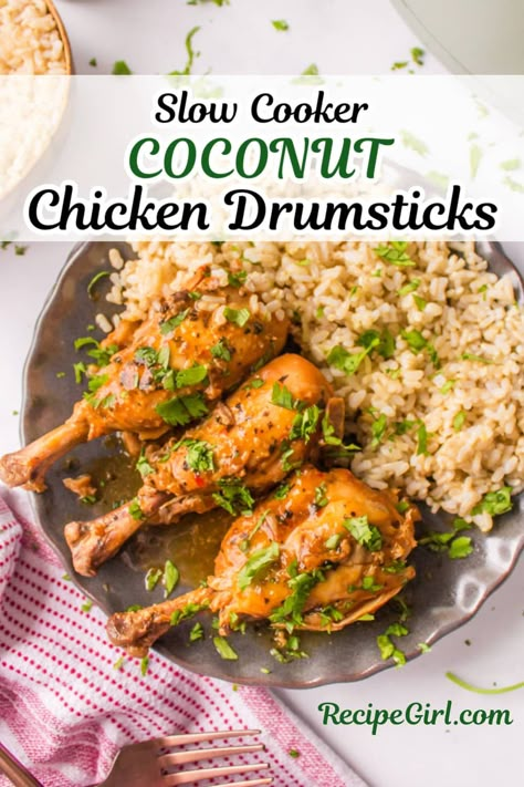 Coconut Chicken Drumsticks recipe from RecipeGirl.com Hoisin Chicken, Baked Chicken Drumsticks, Super Easy Dinner, Brunch Casserole, Chicken Drumstick Recipes, Drumstick Recipes, Coconut Chicken, Easy Freezer Meals, Easy Baked Chicken