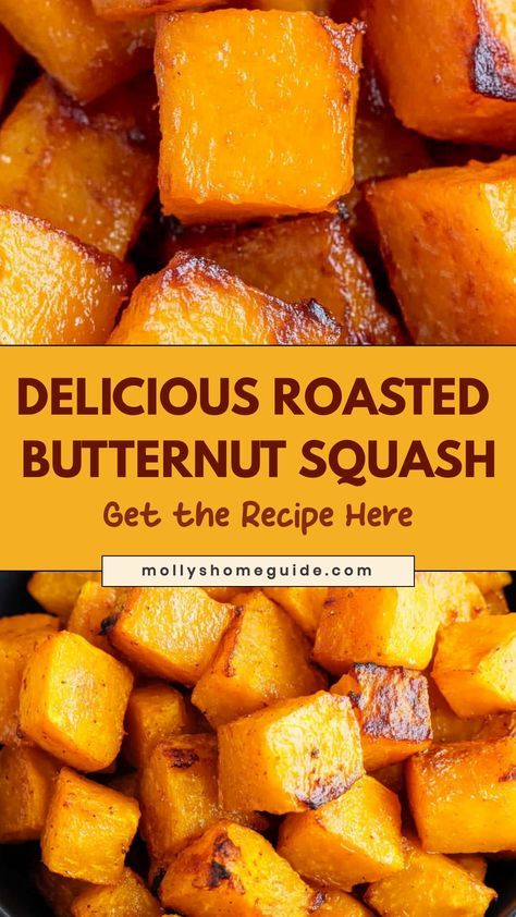 Indulge in the flavors of fall with this delicious roasted butternut squash recipe. The savory and sweet combination of caramelized squash paired with aromatic herbs will make your taste buds sing. This dish is not only tasty but also packed with nutrients and antioxidants to keep you feeling good inside and out. Whether served as a side dish or the star of the meal, this roasted butternut squash will surely impress your family and friends. Try it today for a fantastic addition to your autumn me Butternut Squash And Onion Recipes, Easy Roasted Butternut Squash, Best Butternut Squash Recipes Roasted, Delicious Butternut Squash Recipes, The Best Butternut Squash Recipes, Butternut Squash Gallete, Sweet Roasted Butternut Squash, Caramelized Butternut Squash, Squash Ideas For Dinner