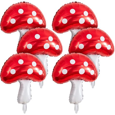 Mushroom Birthday, Mushroom Party, Enchanted Forest Decorations, Farm Party Decorations, Fairy Princess Birthday, Red And White Mushroom, Deco Ballon, Plant Party, Fairy Garden Party