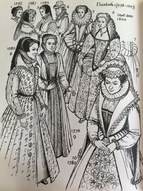 Elizabethan Clothing, 1500s Fashion, Elizabethan England, Elizabethan Costume, Elizabethan Fashion, Tudor England, Europe Culture, Souls Trilogy, Costume Design Sketch