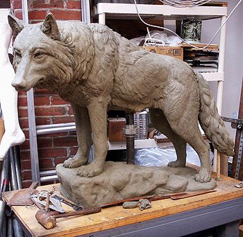 Wolf sculpture Ceramic Wolf, Freedom Sculpture, Wolf Standing, Wolf Sculpture, Sculpture Animal, Elephant Sculpture, Animal Sculpture, Clay Animals, Horse Sculpture