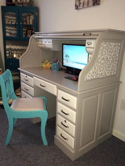 Rolltop Desk Repurpose, Rolltop Desk Makeover, Roll Top Desk Makeover, Refurbished Desk, Rolltop Desk, Desk Redo, Season Change, Roll Top Desk, Desk Makeover