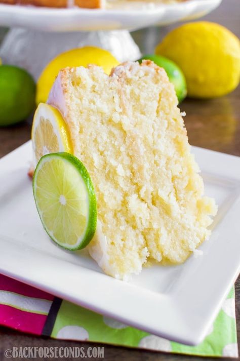 This 7 UP Cake from Scratch with Lemon Lime Glaze is moist and buttery and bursting with lemon lime flavor! The perfect dessert for summertime entertaining! Lemon Lime Cake, Lime Dessert Recipes, 7up Cake, 7 Up Cake, Lime Glaze, Lime Desserts, Cake From Scratch, Glaze For Cake, Up Cake