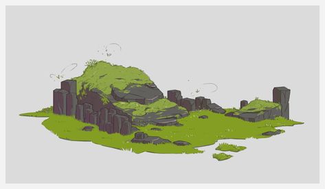 ArtStation - The Moss Rock, Sakshi Garg Moss Digital Art, How To Draw Moss, Fzd Design, Moss Drawing, Moss Illustration, Maps Design, City Builder, Pixel Game, Rock Cover