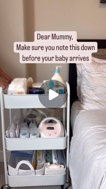 Newborn Set Up, Baby Station In Kitchen, Baby Station In Bedroom, Newborn Bedside Station, Bedside Baby Station, Baby Bottle Organization Kitchen, Newborn Set Up In Parents Room, Baby Bottle Station, Nursery Corner In Parents Room