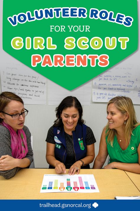 Pin this for later! You probably already have a Girl Scout Troop Leader (or co-leaders), a Troop Treasurer, and a Cookie/Fall Product Program Chair, but there are so many ways parent volunteers can support your Girl Scout Troop! Back To Troop Activities, Troop Leader Appreciation Gifts, Girl Scout Recruitment Ideas, Girl Scout Leader Gifts, Junior Girl Scouts Activities, Daisy Troop Leader, First Daisy Troop Meeting, First Girl Scout Meeting Of The Year, Junior Badges