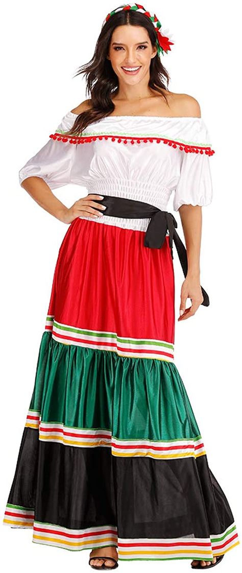 Spanish Costume, Traditional Mexican Dress, Carnival Dress, Mexican Dress, Mexican Dresses, Dance Skirt, Fantasias Halloween, Dress Halloween Costume, Adult Halloween Costumes