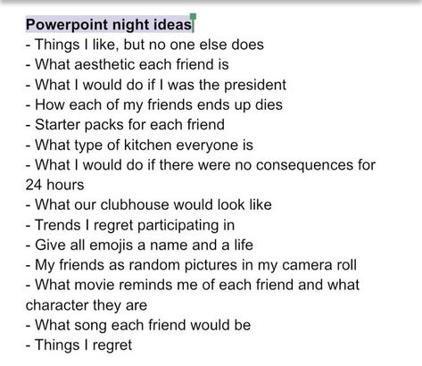 Slideshow Ideas Funny, Friend Group Powerpoint Ideas, Funny Presentations For Friends, Friend Group Presentation Ideas, Things To Make A Powerpoint About, Funny Slideshow Ideas For Friends, Powerpoint With Friends Ideas, Powerpoint Friends Night, Friends Presentation Night Ideas