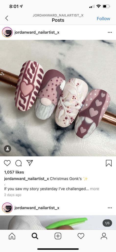 Valentines Nail Art Designs, Holiday Nails Winter, Crazy Nail Art, Thanksgiving Nail Designs, Valentine Nail Art, Plaid Nails, Cute Christmas Nails, Christmas Gel Nails, Sweater Nails