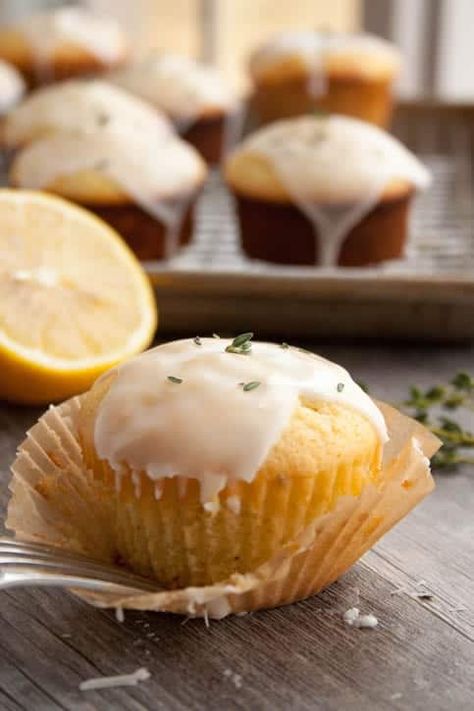 lemon-thyme-olive-oil-cakelets-4 Orange Olive Oil Cake, Orange Olive Oil, Thyme Recipes, Lime Cream, Olive Oil Recipes, Lemon Thyme, Oil Cake, Lemon Muffins, Olive Oil Cake