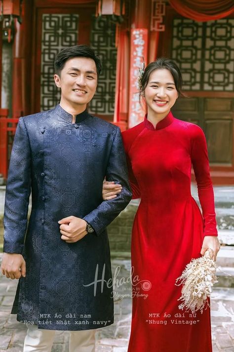 Velvet Top And Pants, Men Ao Dai, Ao Dai Men, Vietnamese Wedding, Lunar New Year, Velvet Tops, Nouvel An, Lunar New, Wedding Men