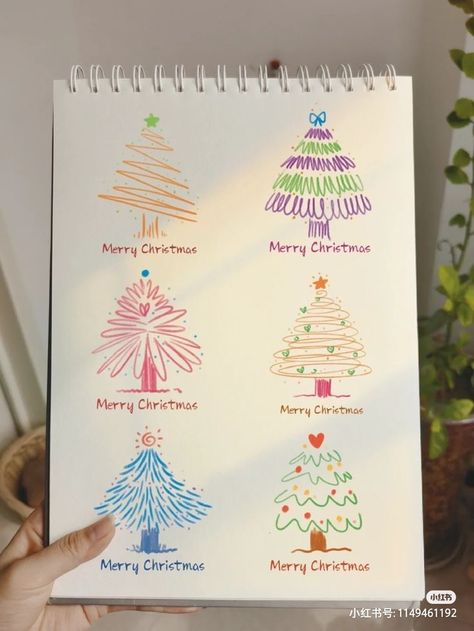 Christmas Cards Ideas Aesthetic, New Year Doodle 2024, 2024 Card Design, Artsy Christmas Cards, Christmas Cards Handmade Aesthetic, Aesthetic Christmas Cards Diy, Christmas Sketchbook Ideas, Christmas Card Ideas Aesthetic, Crismas Cards Ideas