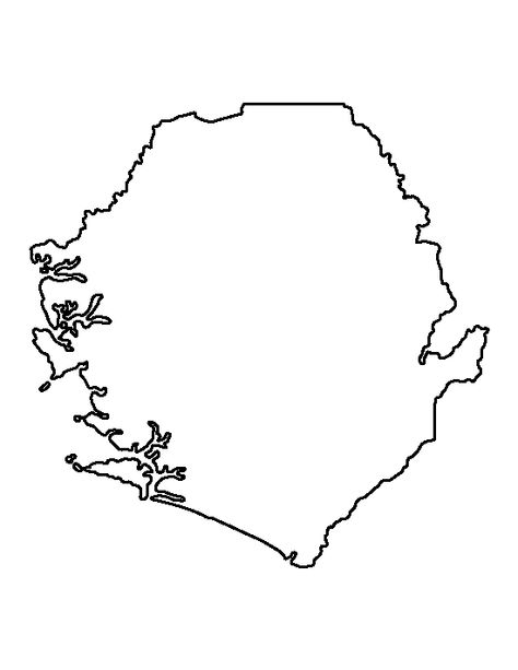 Sierra Leone pattern. Use the printable outline for crafts, creating stencils, scrapbooking, and more. Free PDF template to download and print at http://patternuniverse.com/download/sierra-leone-pattern/ Printable Outline, Coloring Crafts, Map Outline, Pdf Templates, Printable Patterns, Tattoo Inspo, Sierra Leone, The Shape, Free Printable