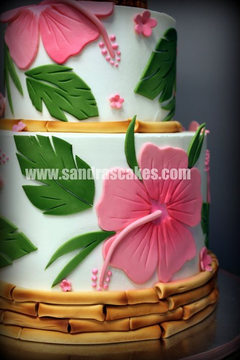 Hibiscus Cake, Hawaiian Cake, Flamingo Cake, Hawaiian Birthday, Luau Wedding, Fiesta Tropical, Luau Birthday, Hawaiian Party, Luau Party