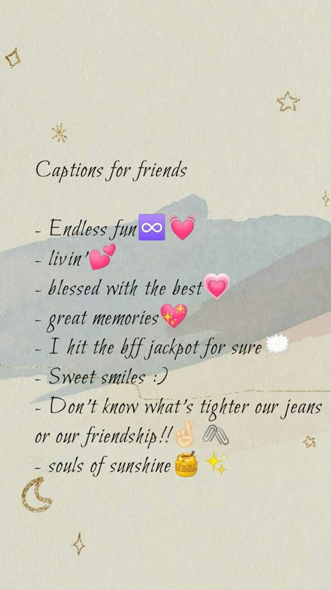 Friend Bio Ideas, Same Vibe Friendship Quotes, Friendship Insta Captions, Friendship Day Insta Story Caption, Snap Captions For Friends, Best Frnds Quote, Friend Pictures Captions, Best Frnds Captions For Instagram Story, One Word Caption For Best Friend